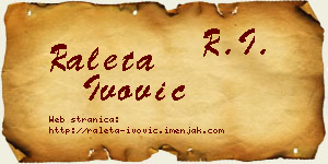 Raleta Ivović vizit kartica
